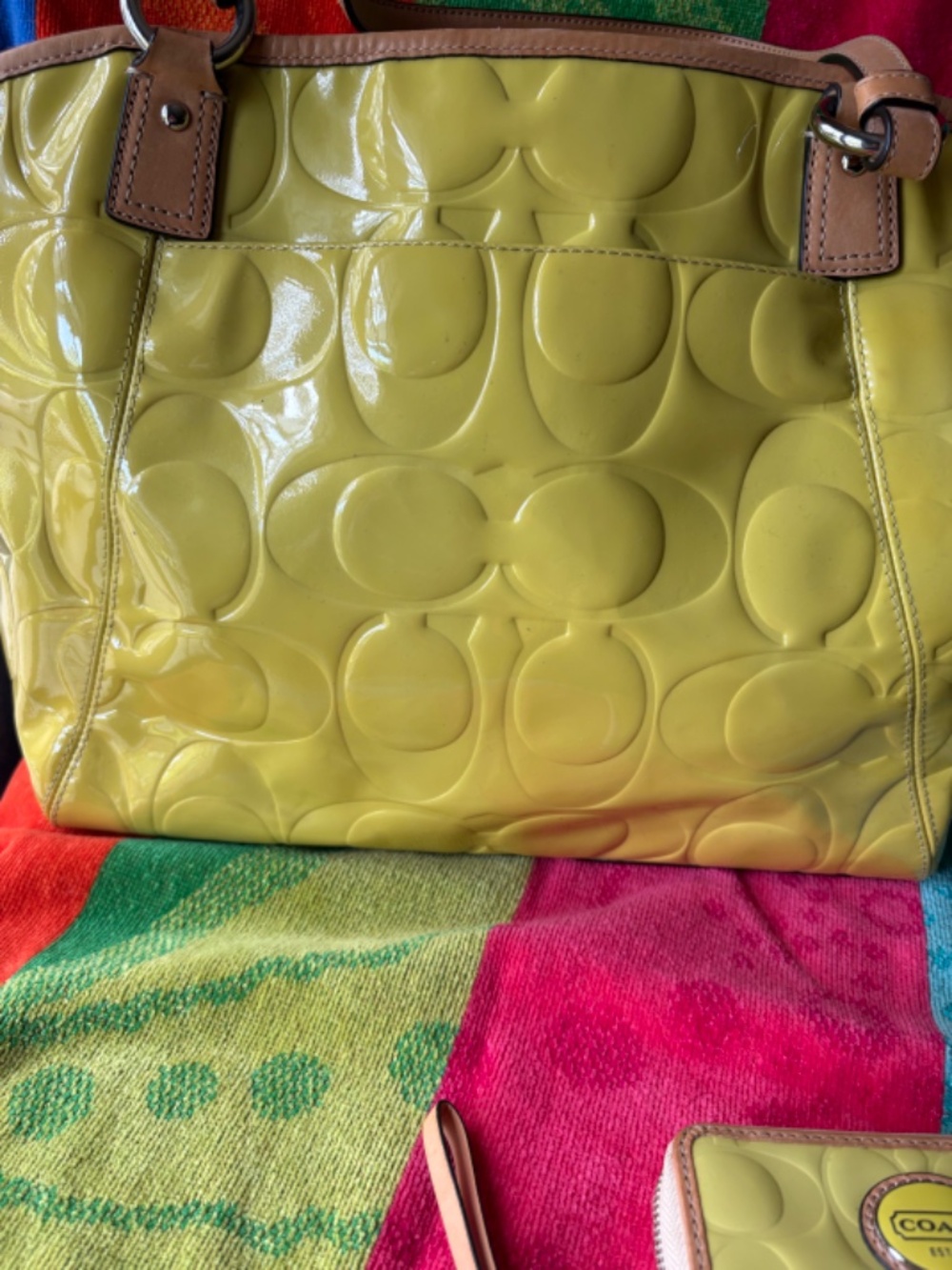 Coach Embossed Patent leather tote plus matching wallet! - Picture 5 of 11